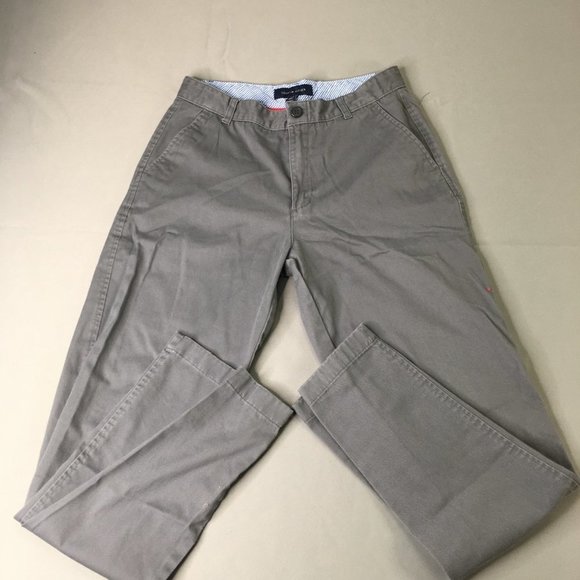 Tommy Hilfiger Youth Kids Pants Gray 20 Chino Pants Casual Pockets School #0464 - Picture 1 of 9